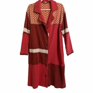 POL Patchwork Boho Cardigan Duster Floral Embroidered Oversized Cottagecore